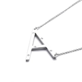 Polished silver alphabet necklace with letter A pendant and sparkling zircons - Letter A (KN27450-K)