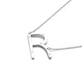 Polished silver-tone capital letter R pendant necklace with embedded cubic zirconia crystals - Letter R (KN27468-K)