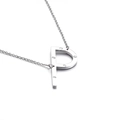 Silver stainless steel pendant necklace featuring a letter P charm with small zircons - Letter P (KN27465-K)