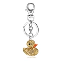 Portachiavi con papera scintillante con strass gialli e chiusura a moschettone argento - Giallo