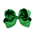 Detailed view of 3D green polyester satin ribbon bow clip for girls' hair styling - Green