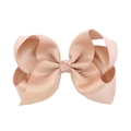 Polyester ribbon bow hair clip for girls in soft pink satin finish on white background - Peach