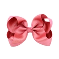 Handmade large pink satin bow hair clip with elegant golden luster for girls - Rose Red
