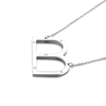 Titanium steel necklace with letter B pendant and five small white sparkling zircons - Letter B (KN27451-K)