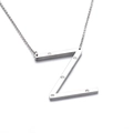 Silver stainless steel pendant necklace featuring capital letter Z with zircon accents - Letter Z (KN27475-K)