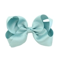 Close-up detail of the light blue satin polyester hair bow with a smooth texture - Light Blue