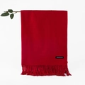 Classic red cashmere scarf with fringe tassels hanging on a decorative branch - China Red