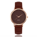 Slim candy color silicone quartz watch for women with brown geometric strap and rose gold case - Brown