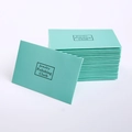 Stack of turquoise jewelry polishing cloths with printed text on a white background - Green Polishing Cloth
