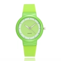 Minimalist quartz sports watch with lime green silicone strap and round dial face - Light Green