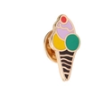 Colorful enamel ice cream cone brooch pin with golden plating and butterfly clutch - Tricolor Ice Cream