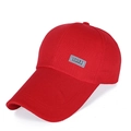 Red canvas baseball cap with long brim and SPORT reflective patch for outdoor sports - Adjustable / Red
