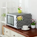 Linen microwave dust cover with black white triangle pattern and side storage pockets - Microwave Style / Black Triangle