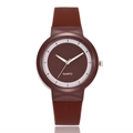 Minimalist quartz sports watch with dark brown silicone strap and matte finish dial - Brown