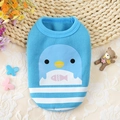 Himmelblaue Baumwoll-Welpenweste mit süßem Pinguin-Print für kleine Haustiere und Hunde - XS / Blauer Delphin