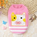 Rosa Strickweste für kleine Hunde oder Katzen mit niedlichem Katzenmuster und Streifen - XS / Pudel Rosa