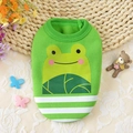Felpa verde per cuccioli con rana dei cartoni animati e bordo a righe per cani e gatti - XS / Verde Rana