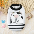 Gilet per animali con stampa mucca e bordo a righe per cani piccoli e gatti - XS / Bianco Latte