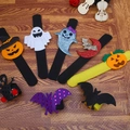 Halloween snap bracelet set with pumpkin, ghost, and bat glitter felt designs - Random Styles