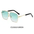 Square aviator sunglasses with gold frame and green gradient lenses in C5 gold green - Gold Frame Gradient Green Lens