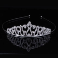 Silver rhinestone princess crown tiara for girls with elegant butterfly bow design - 5#