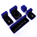 Collection of royal blue velvet jewelry boxes including necklace and ring display cases - Royal Blue