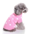 Pink knitted pet sweater with white polka dots for small dogs and cats in winter - Pink Polka Dot