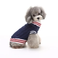 Navy blue striped knit pet sweater with festive snowflake pattern for small dogs - Navy Twist