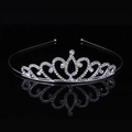Elegant silver rhinestone crown with heart design reflecting on a glossy black surface - 3#
