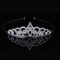 Silver crown headband for girls featuring sparkling rhinestones and heart pattern on black surface - Style 1