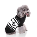 Nautical style black and white striped dog sweater with anchor pattern for small pets - Black White Anchor