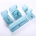 Elegant light blue velvet jewelry box set for rings, necklaces and bracelets storage - 5*6/Large Ring Earring Box / Aqua