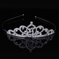 Elegant silver heart tiara with sparkling rhinestones on a sleek black headband - 4#