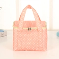 Roze lunchtas met stippen van Oxford stof met handige handvatten voor isolatie - Roze stippen