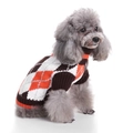 Cozy Argyle dog sweater in brown and orange knit for small pets and poodles - Coffee Argyle