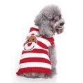 Dog Christmas sweater with red and white stripes and a reindeer applique pattern - Red Striped Reindeer