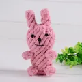 Close-up of pink hand-woven cotton rope bunny pet toy with durable bite-resistant texture - Little Rabbit