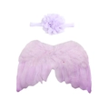 Ensemble d'ailes d'ange en plumes lilas et bandeau floral pour séance photo bébé - Violet
