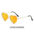 Lunettes de soleil cœur à la mode avec monture en métal doré et verres orange - Monture Dorée Verres Miroirs Rouges