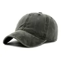 Washed dark grey cotton baseball cap with vintage distressed finish and curved brim - Army Green