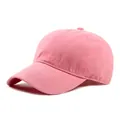 Casquette de baseball en coton lavé rose minimaliste avec sangle réglable et couture - Rose