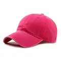 Rose red washed cotton baseball cap with vintage texture and structured brim for women - Rose Red