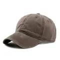 Casquette de baseball classique en coton délavé marron foncé avec visière incurvée - Café