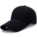Structured black cotton baseball cap with curved brim and six-panel design shown at side angle - One Size(Adjustable) / Black