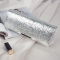 Sparkly silver sequin evening clutch bag for women with elegant metallic trim decoration - Silver