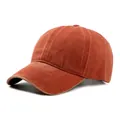 Casquette de baseball en coton lavé classique rouge orangé vintage avec coutures - Rouge Brique