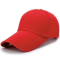 Classic red baseball cap with long curved brim and six-panel breathable structure - One Size(Adjustable) / Red