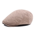 Classic coffee textured wool flat cap in a minimalist british style for men and women - Adjustable / Light Khaki
