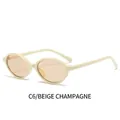 Vintage oval sunglasses in beige frames and champagne lenses, stylish model C6 - Beige Frame Champagne Lens