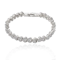 Elegant silver heart bracelet featuring pavé zircon links with a polished finish - Silver Heart-shaped Full Diamond Style (9255)
